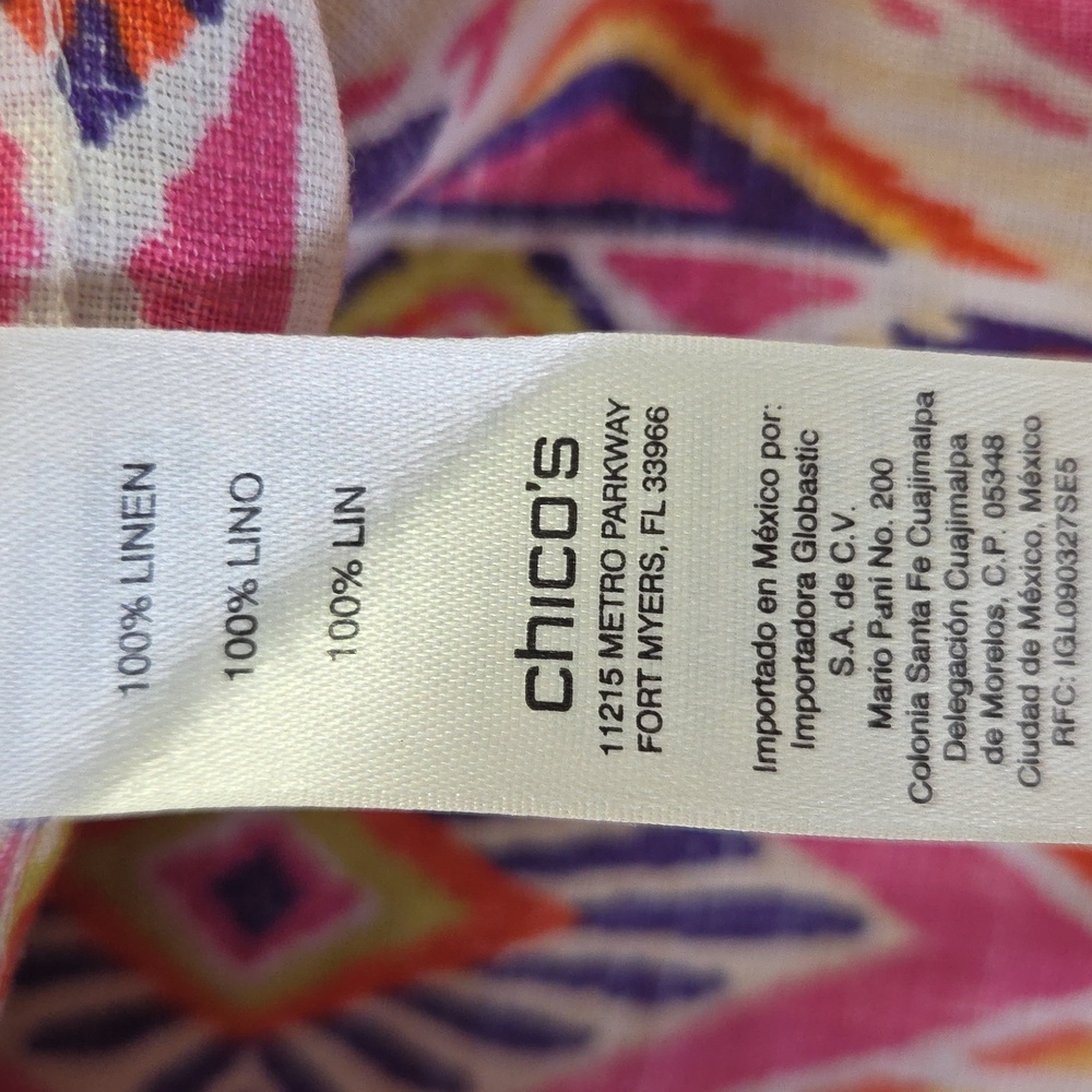 Chico's Multicolor Print Button Down Linen Shirt - image 6
